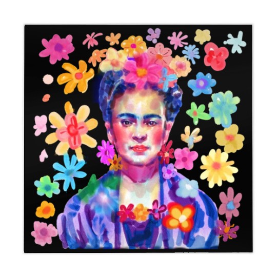 Frida water color with groovy flowers 9000 px Mahjong Mats
