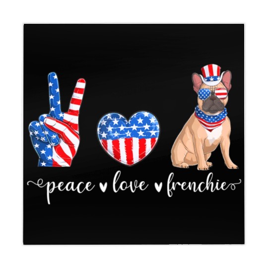 Peace Love Frenchie Patriotic US Flag 4th July Mahjong Mats