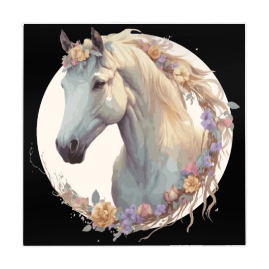 Cute Watercolor Flower Horse Chinese Zodiac Animal Mahjong Mats