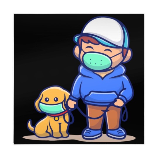 people with dog wear mask illustration corona Mahjong Mats