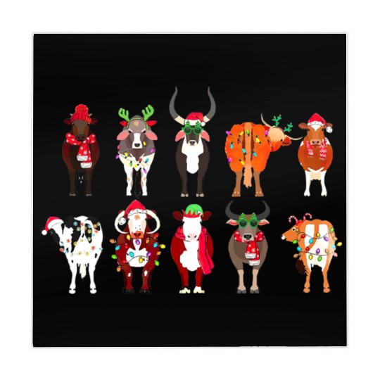 Christmas Cows Farmer Heifer Bull Highland Cow Mahjong Mats