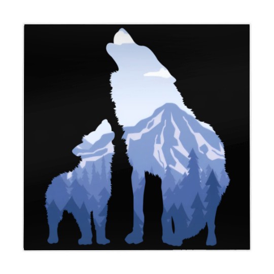 Wolf And Puppy Husky Mountains Nature Hiking Mahjong Mats