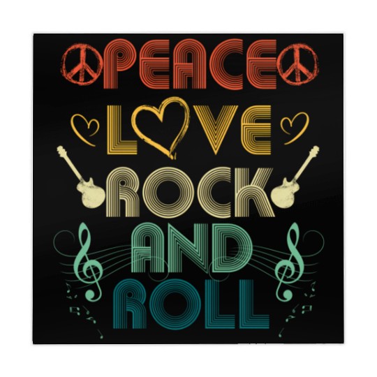 Peace Love Rock And Roll Distressed Rock Concert Mahjong Mats