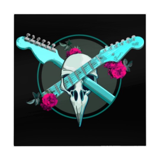 Guitar Lover T Shirtstrat guitar and raven skull Mahjong Mats