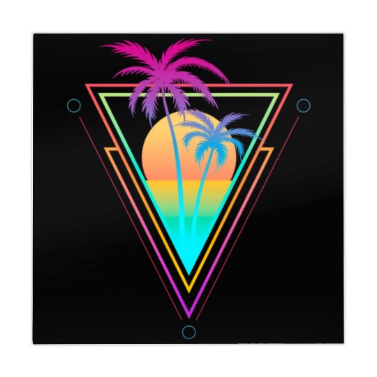1980S 1990S Vaporwave Palm Trees Sunset Beach Surf Mahjong Mats