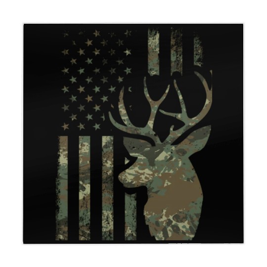 Camo American Flag Buck Hunting For Elk Deer Mahjong Mats