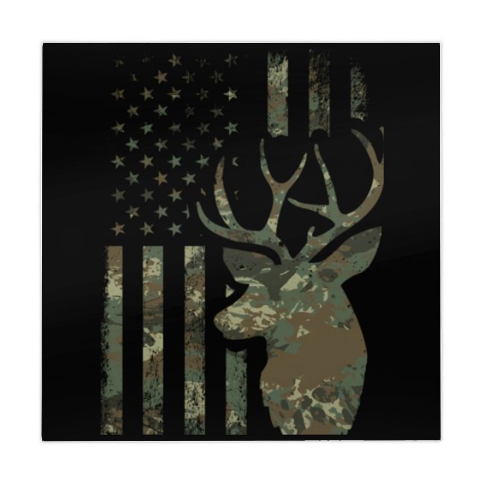 Camo American Flag Buck Hunting For Elk Deer Mahjong Mats