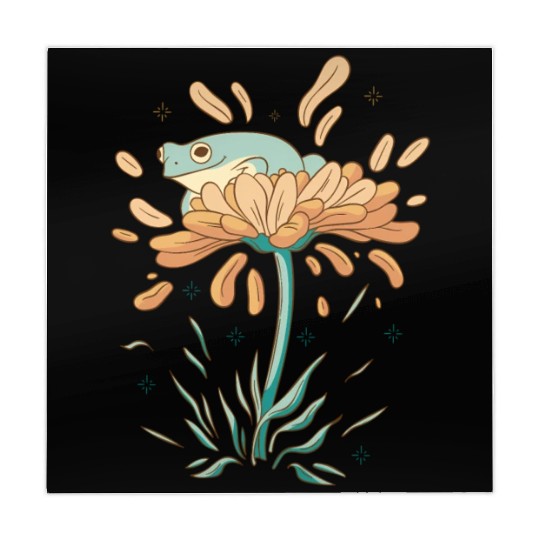 Frog On Flowers Nature Flower Leaves Petals Mahjong Mats