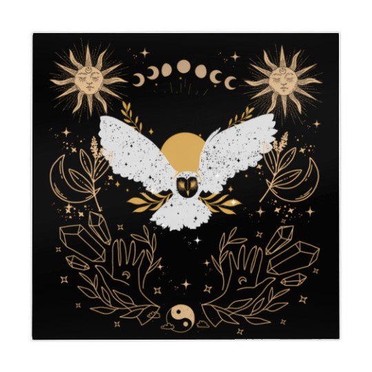 Dark Academia Tarot Card Sun Moon Crystals Owl Mahjong Mats