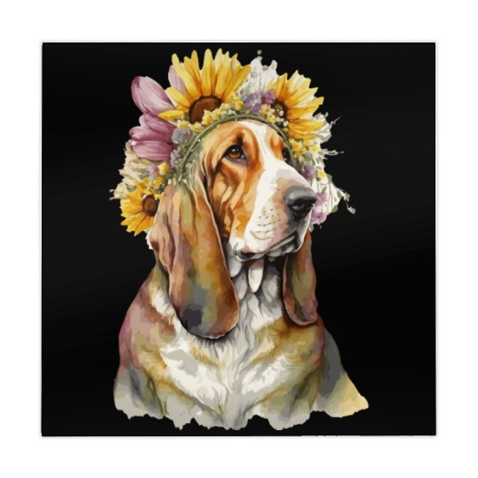Cute Basset Hound Sunflower Dog Breed Pet Puppy Mahjong Mats