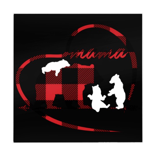 Mama Bear 3 Cubs Red Buffalo Plaid Heart For Mom Mahjong Mats
