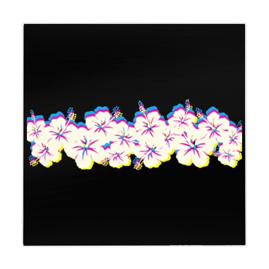 Hawaii Hibiscus Flower Row 1970S Glitch Aesthetic Mahjong Mats