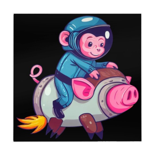 Pig and Monkey as Astronauts Mahjong Mats