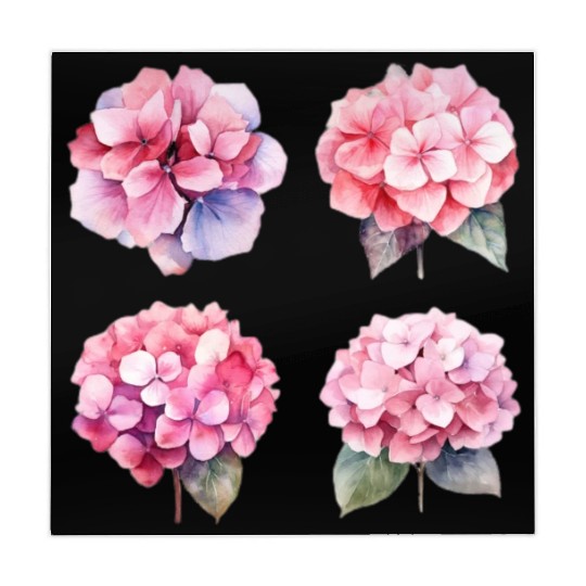 clipart pink hydrangea watercolor flower w Mahjong Mats