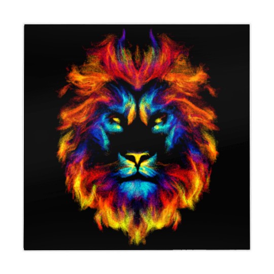 Head of a lion multi colored fire lion head leo Mahjong Mats