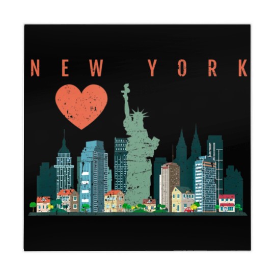 New York City Nyc Skyline Heart Distressed Style Mahjong Mats