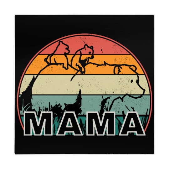 Mama Bear grizzly Retro With Cubs distressed print Mahjong Mats