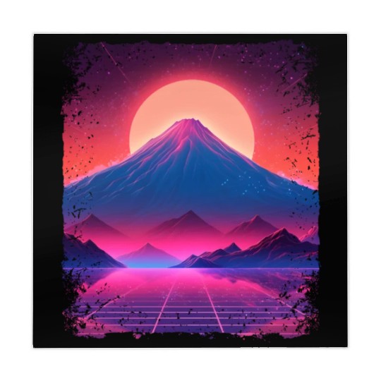 Aesthetic Vaporwave Japan Sight Mount Fuji Volcano Mahjong Mats
