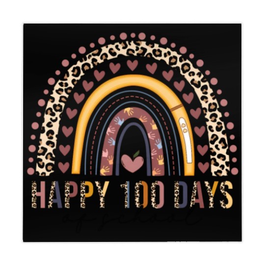 Happy 100Th Day Of School Leopard Rainbow Teacher Mahjong Mats