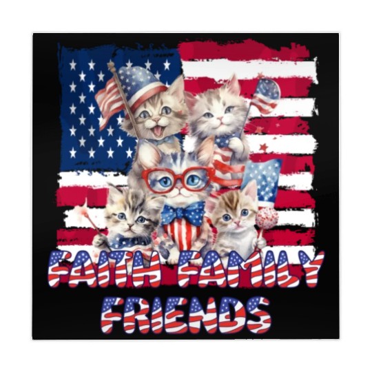 Faith Family Friends Cats Patriotic July 4th Mahjong Mats