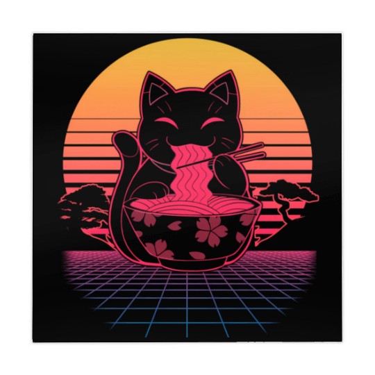 Kawaii Ra Neko Retro Cat Japanese Noodle Anime Mahjong Mats