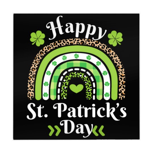 Happy St Patric Day Leopard Print Rainbow Mahjong Mats