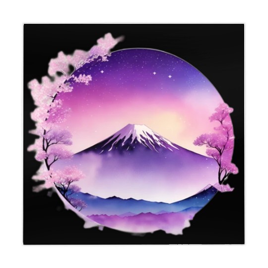 Japan Mount Fuji Dreamy Lo-Fi Style Retro Purple Mahjong Mats