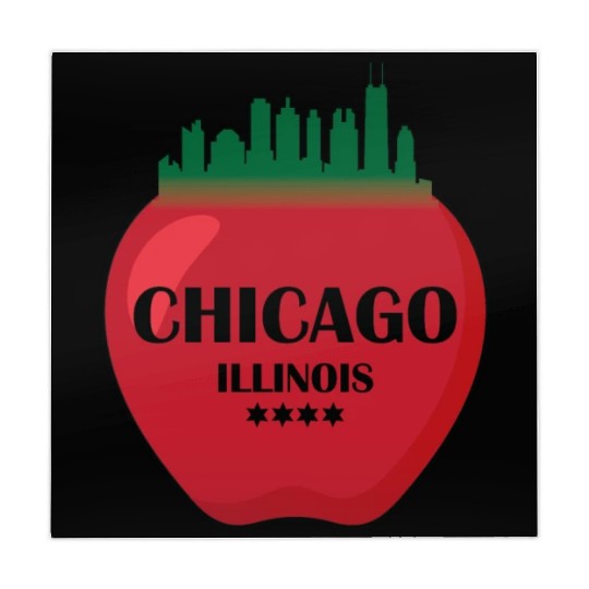 Chicago illinois state city skyline on apple Mahjong Mats