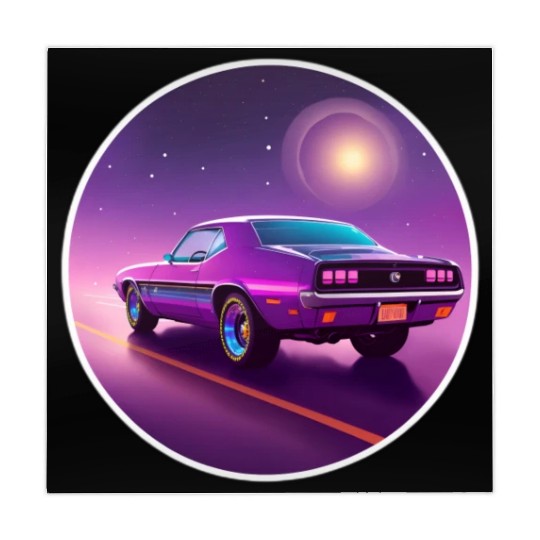 Nostalgic Retro 80s Purple Vaporwave Muscle Car Mahjong Mats