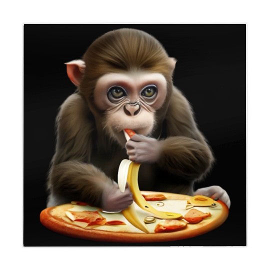 Monkey enjoying banana pizza Mahjong Mats