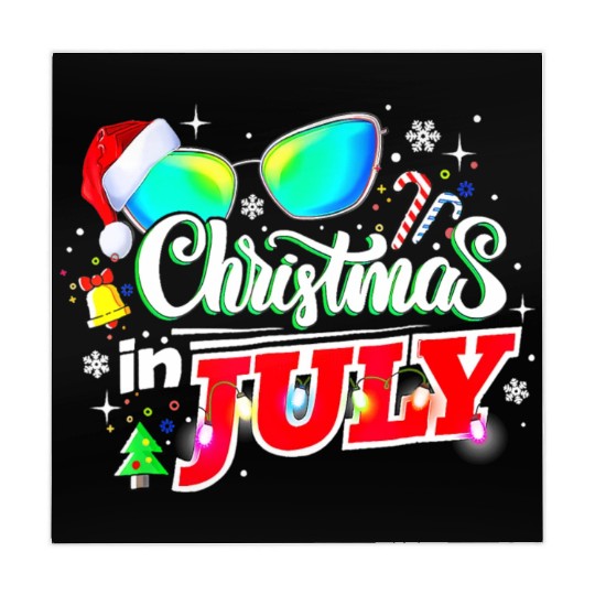 Christmas In July Santa Hat Sunglasses Summer Mahjong Mats