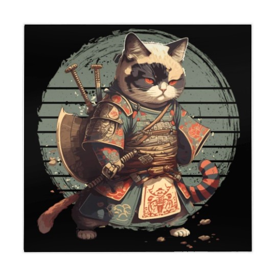 Samurai Cat Warrior Japanese Ninja Cat Kawaii Mahjong Mats