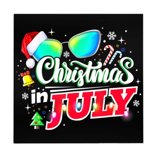 Christmas in July Santa Hat Sunglasses Summer Mahjong Mats