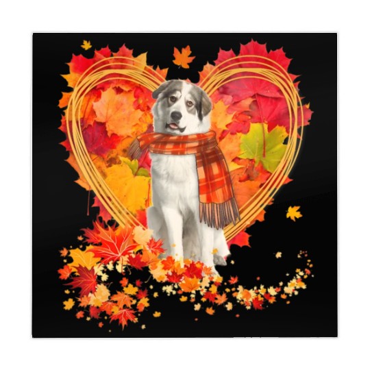 Great Pyrenees With Heart Made Of Autumn Leaves Mahjong Mats