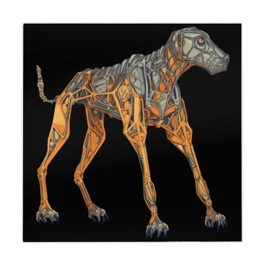 Doberman Cyborg Dog in Orange Mahjong Mats