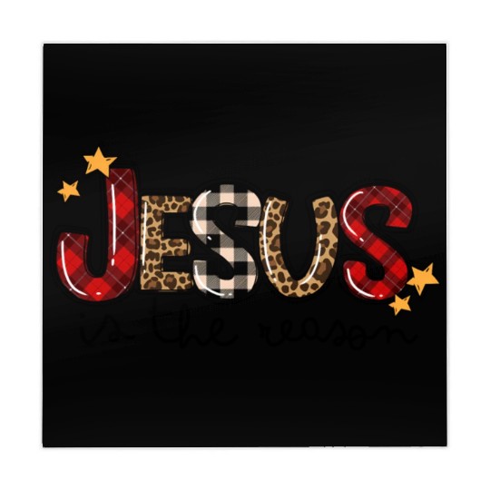 Jesus Is The Reason Buffalo Plaid Leopard Nativity Mahjong Mats