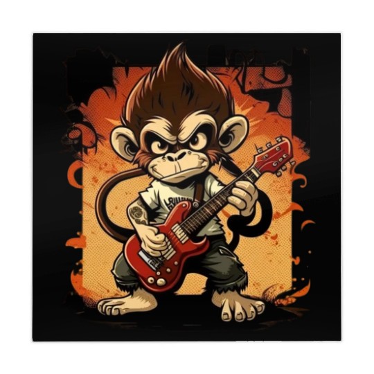Monkey Chimpanzee Playing Acousitc Rock Guitar Mahjong Mats