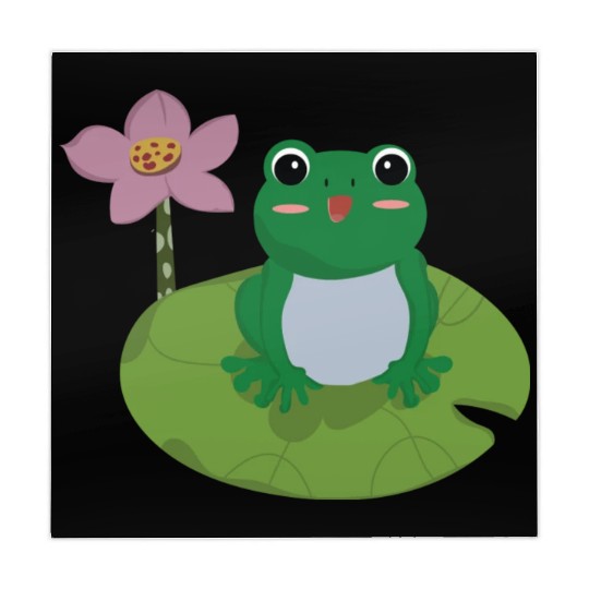 Green Frog on Lotus Leaf vector. Mahjong Mats