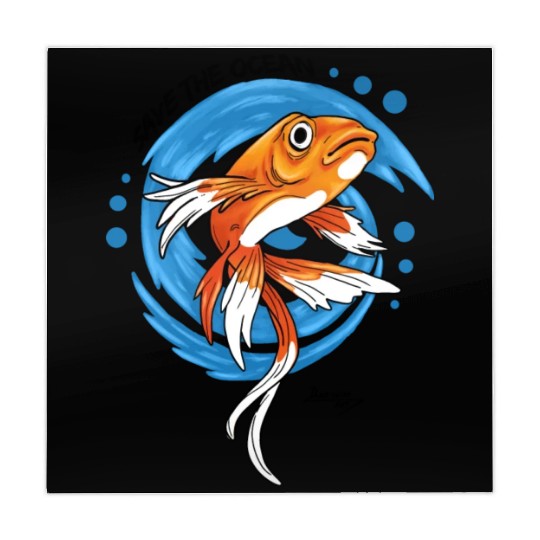 Save The Ocean Orange Fish Blue Waves Environment Mahjong Mats