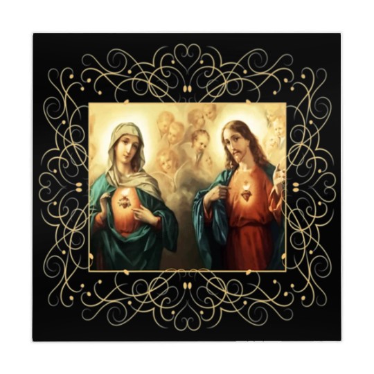 Sacred Heart and Immaculate Heart Picture Jesus an Mahjong Mats