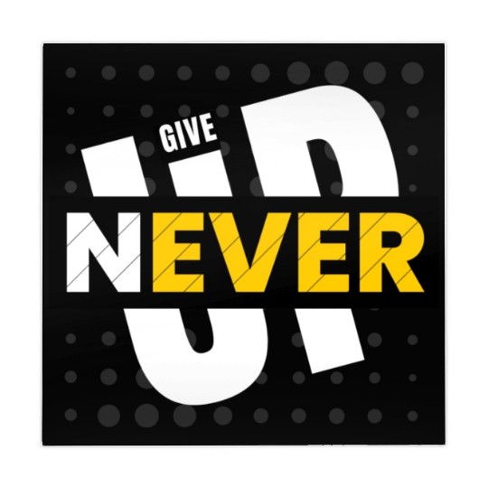 Black White Yellow Typography Never Give Up Mahjong Mats