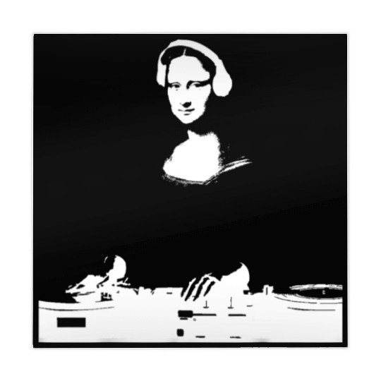 Dj Mona Lisa with Dj Headphone behind a dj table Mahjong Mats