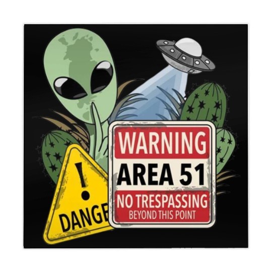 Warning Area 51 No Trespassing Beyond This Point Mahjong Mats