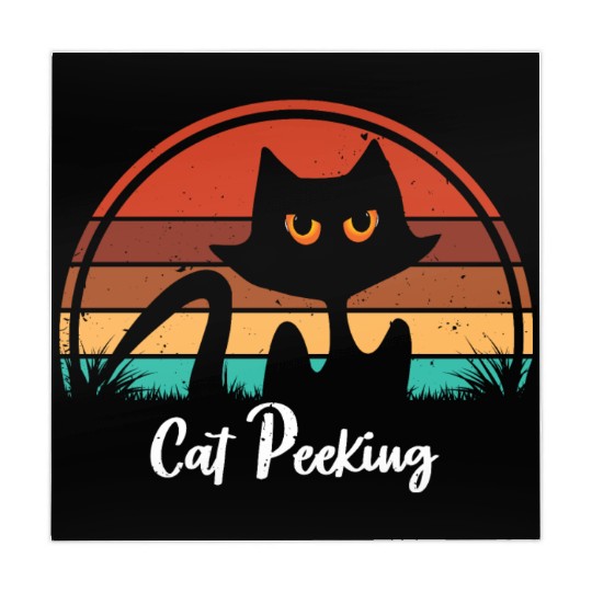 Black cat vintage sunset retro design Mahjong Mats