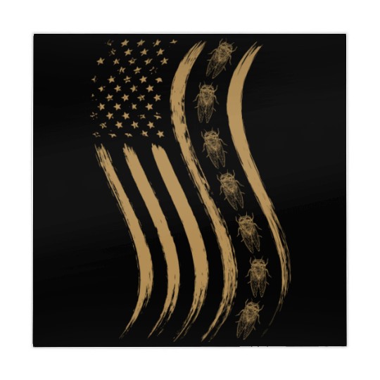 Cicada Line In Waving Distressed Us Flag For Mahjong Mats