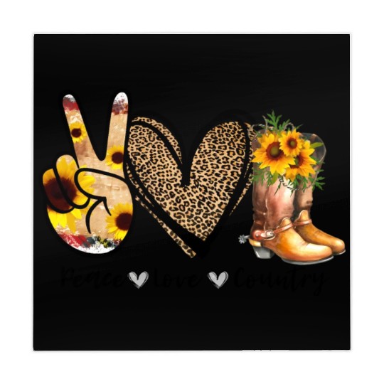 Sunflower Peace Love Country Cowgirl Midwest Boot Mahjong Mats