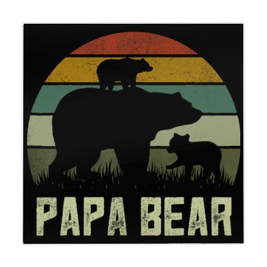 Funny Papa Bear Cub 2 Kids Fathers Day Grandpa Mahjong Mats