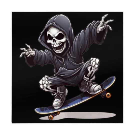 Grim Reaper Shreds the Streets: Skateboarding for Mahjong Mats
