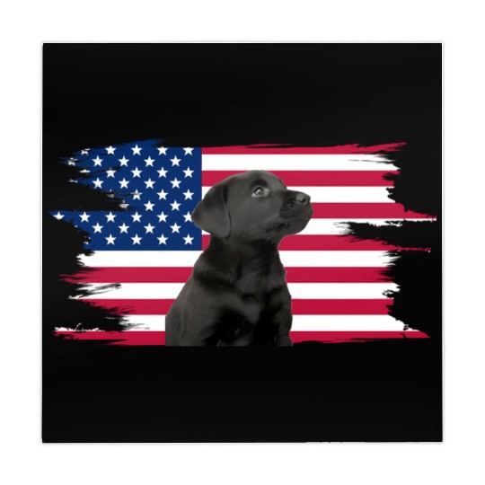 American Flag Dog Black Lab Puppy Mahjong Mats