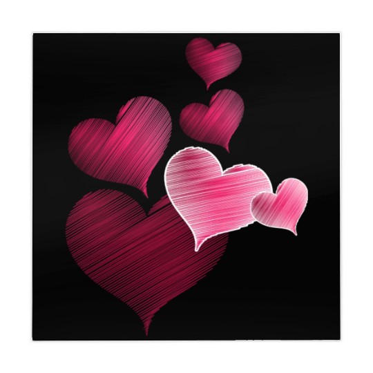Hearts Pink Stencilled Effect Sweet Romantic Love Mahjong Mats